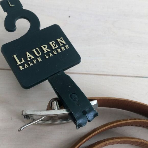Lauren Ralph Lauren Women's Italian Genuine Leather Aligator Belt Brown Large - Picture 2 of 7